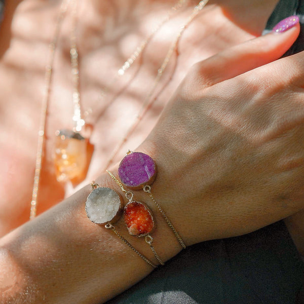 ･ﾟ✧*･ﾟ* SOLD OUT *･ﾟ*✧･ﾟRaw Orange Druzy Bolo Bracelet in Gold