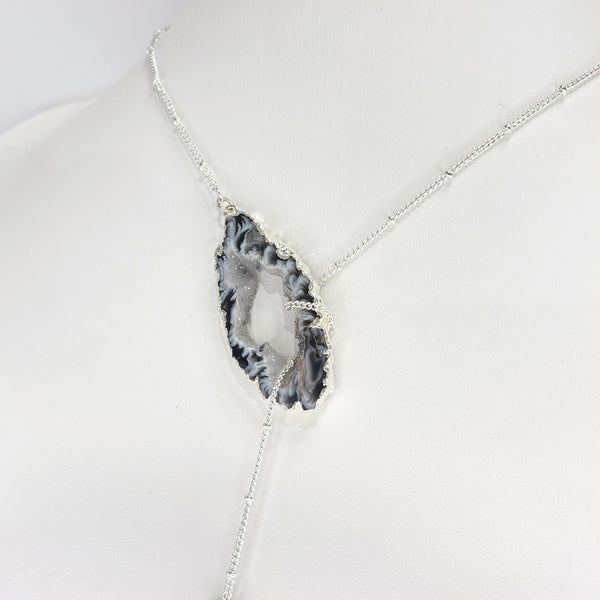 Petite Silver Crystal Balance Lariat