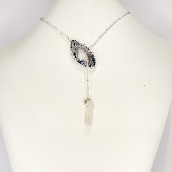 Petite Silver Crystal Balance Lariat