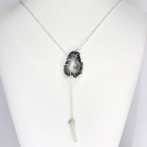 Silver Crystal Balance Lariat