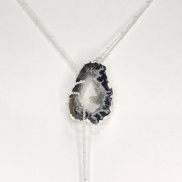 Silver Crystal Balance Lariat