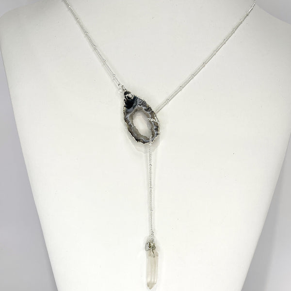 Silver Crystal Balance Lariat