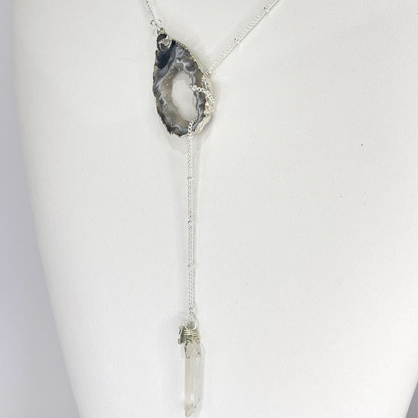 Silver Crystal Balance Lariat