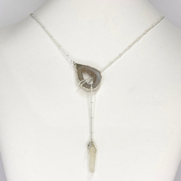 Silver Crystal Balance Lariat