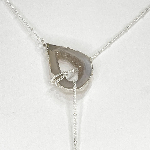 Silver Crystal Balance Lariat