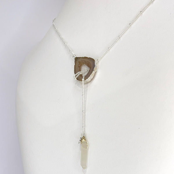 Silver Crystal Balance Lariat