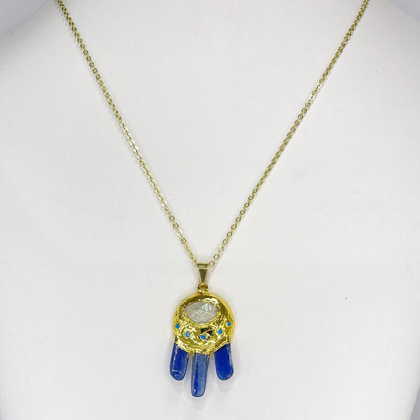 Kyanite & Amazonite Star Catcher Pendant in Gold