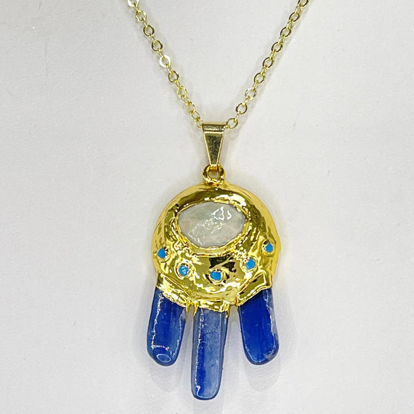 Kyanite & Amazonite Star Catcher Pendant in Gold