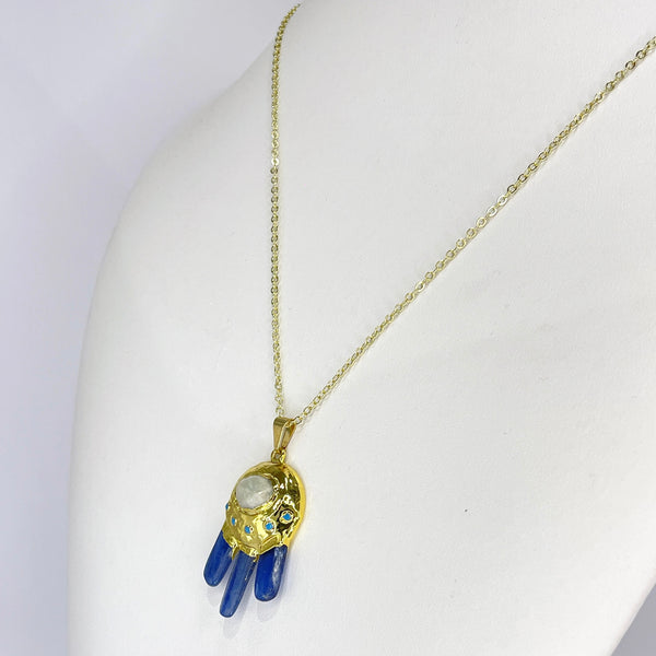 Kyanite & Amazonite Star Catcher Pendant in Gold