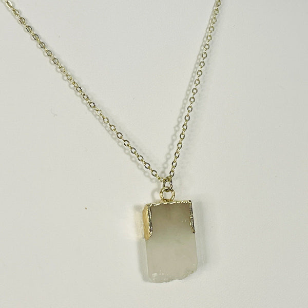 Petite Raw Quartz Slice Necklace in Gold