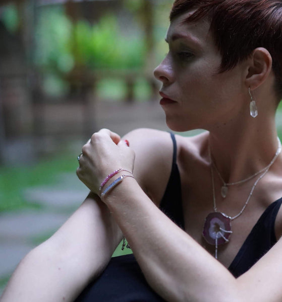 ･ﾟ✧*･ﾟ* SOLD OUT *･ﾟ*✧･ﾟ     Rectangular Druzy Bolo Bracelet in Silver