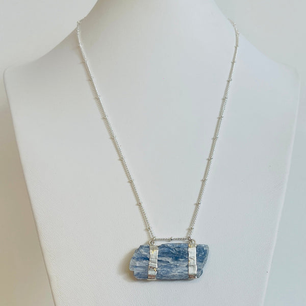 Blue Kyanite Horizon Necklace in Silver
