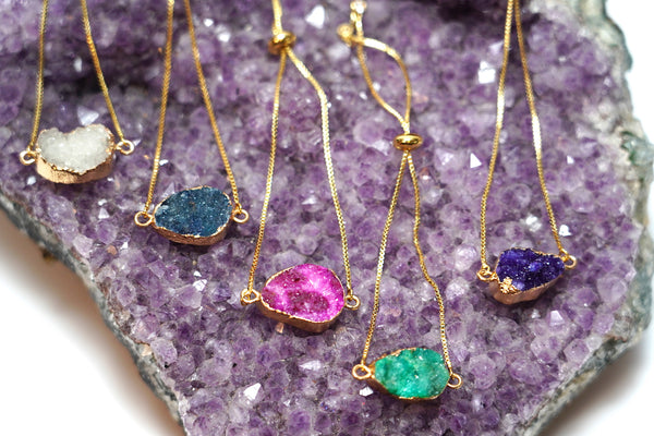 ･ﾟ✧*･ﾟ* SOLD OUT *･ﾟ*✧･ﾟRaw Green Druzy Bolo Bracelet in Gold